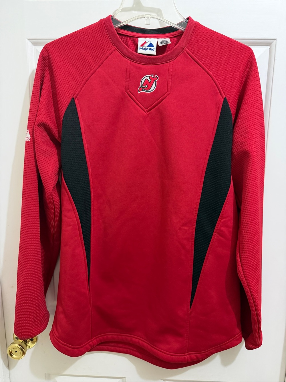 MAJESTIC NHL New Jersey Devils Hockey Team Red Therma Based Fleece Top sz Men M